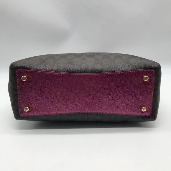 Coach Brown And Purple Monogram Convertible Satchel Bag F73292 - Picture 5 of 11